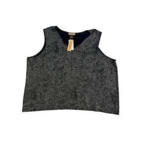 NWT Notations‎ Woman Black Rhinestone VNeck Stretch Sleeveless Blouse Size 4X